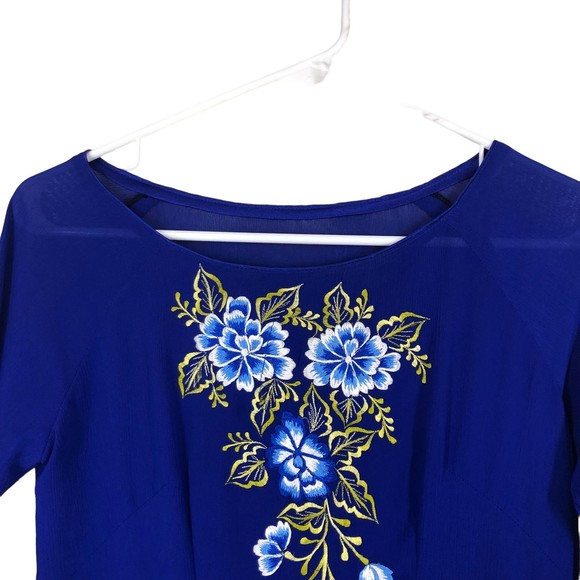 Lapiz Embroidered Maxi Chianese Tunic, Long Sleeve, High Slits, Asian Ao Dai COS - Picture 8 of 9